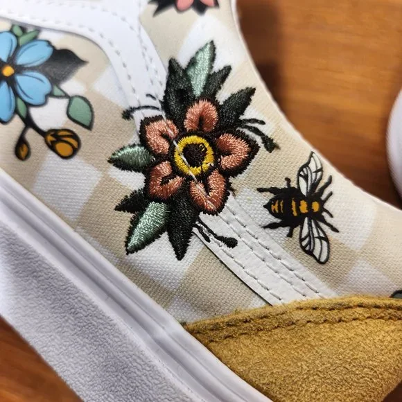 NWT VANS Suede/ Canvas Old Skool (Garden Check) Yellow Men (8.5)/ Women (10.0) - Picture 12 of 16